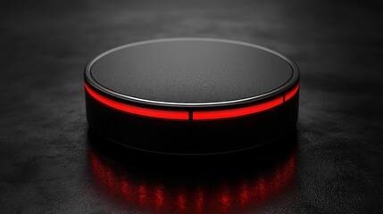 Abstract black circular podium with red accents