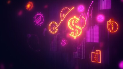 financial success, with symbols representing budget allocation, financial planning, and smart investment strategies.