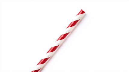 Fototapeta premium Festive Straw: A single, diagonally placed straw with red and white stripes, symbolizing a touch of festive cheer or a refreshing treat, evoking a sense of simplicity and minimalism.