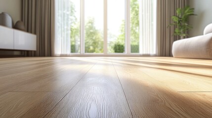Fototapeta premium light oak hardwood flooring in modern living room