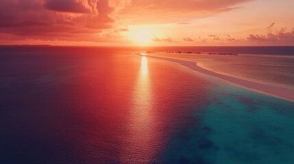stunning sunset over tropical island sandbar