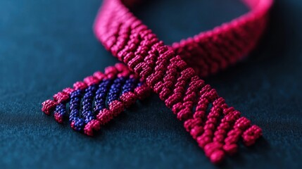 Fototapeta premium World Cancer Day concept. Intricately Woven Ribbon Symbolizing Connection and Unity