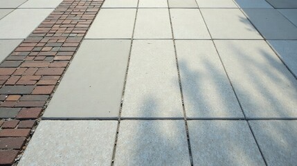 Sun-Dappled Pathway A Textured Contrast of Brick and Stone Pavers
