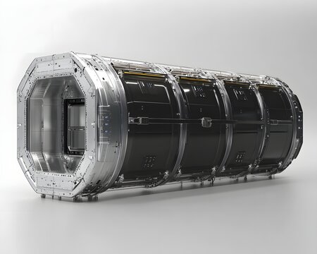 Futuristic spacecraft component showcasing advanced engineering and design. Ideal for topics on space exploration, technology innovation, and aerospace advancements.