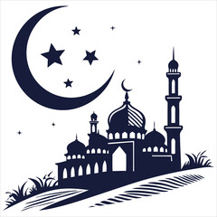 silhouette Ramadan image on white background