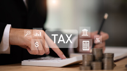 effective tax deduction planning for individuals and companies paying tax rates ,Business people planning annual tax deduction ,business financial budget calculation ,Data analysis