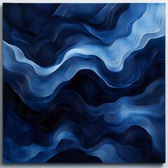 Obraz premium A captivating abstract artwork featuring dynamic blue waves that evoke a sense of movement and tranquility, perfect for modern decor and digital projects.
