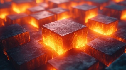 Abstract glowing cubes, futuristic background, digital art, possible use wallpaper, desktop screensaver