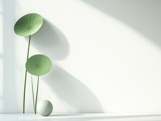 Embrace Nature's Tranquility: Minimalist Green Circle Design with Lotus Leaf Texture, Perfect for Adding Elegance and Serenity to Your Space