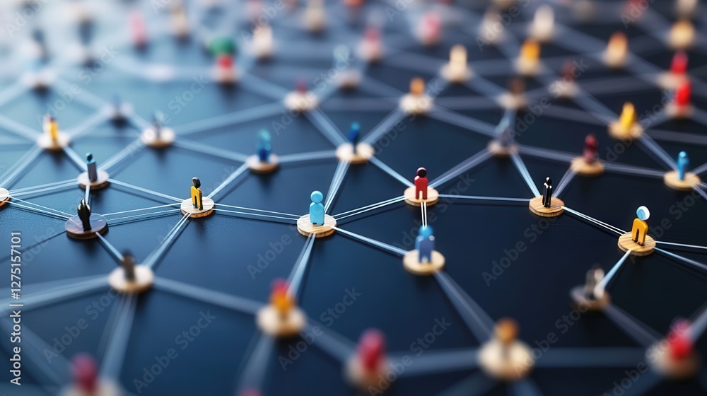 Poster hexagonal pattern with interconnected circles, showcasing the vast reach and complexity of human rel