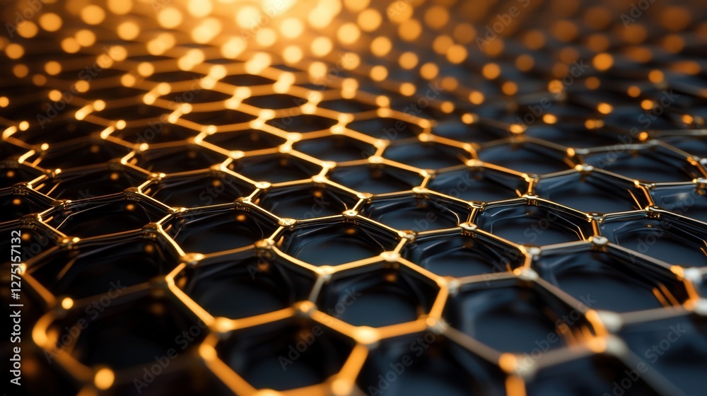 Poster hexagonal pattern with interconnected circles, showcasing the vast reach and complexity of human rel