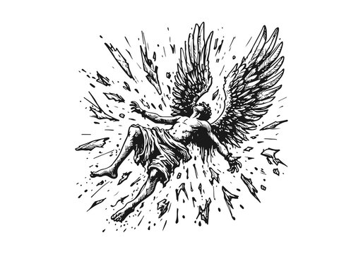 Icarus hand drawn sketch vector