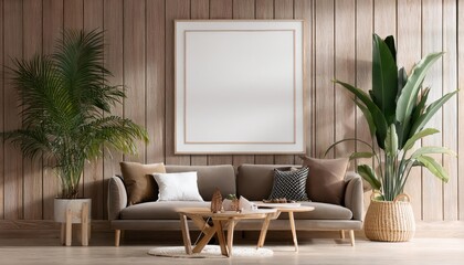 Impressive 3D Rendered Scandinavian Living Room Design with Minimalist Decor and Warm Neutral Tones, Embracing Modern Elegance and Cozy Atmosphere