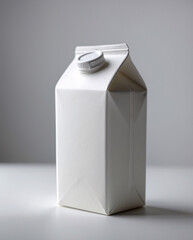 Simple blank milk carton shown on a pure white surface for creative product branding and packaging ideas Stock Photo Presentation