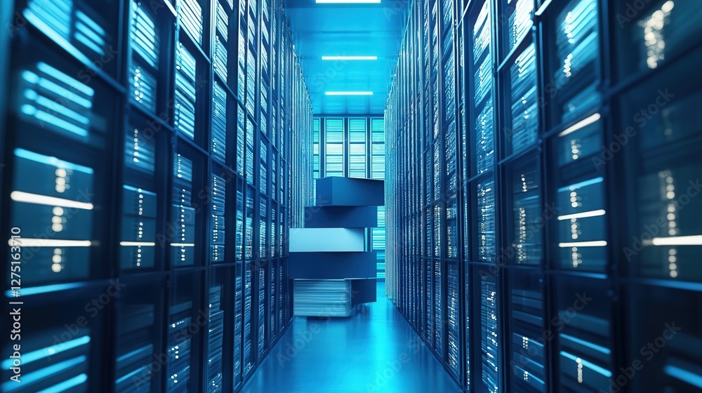 Poster modern document management system concept with secure cloud storage, file categorization, and seamle