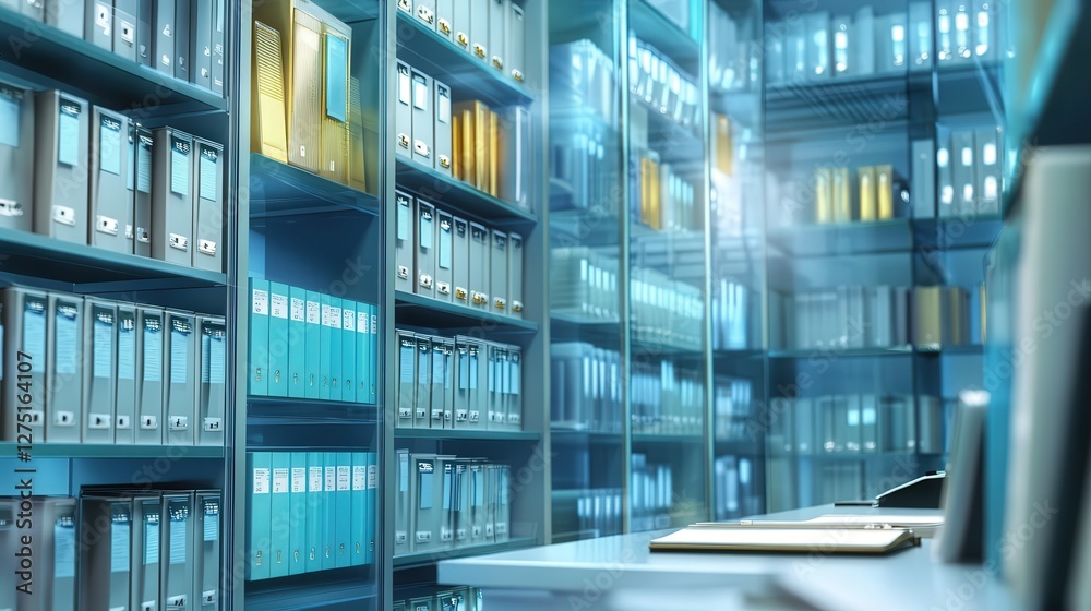 Poster document management system in use, showing a digital interface for organizing and retrieving importa