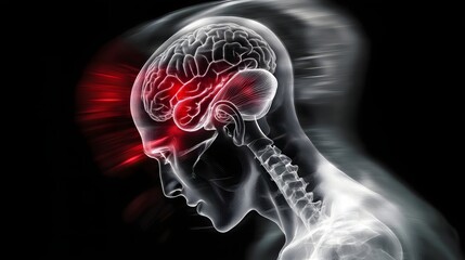 Transparent Brain Scan Revealing Internal Medical Conditions and Neurological Issues