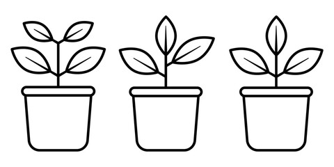Potted plant Icon Set. Potted plant Vector Icon in line style design. Potted plant Symbol.