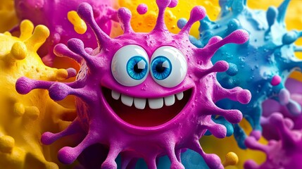 Happy Colorful Splashy Virus Character Design