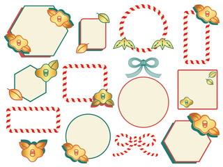 椿の和風の装飾枠セット