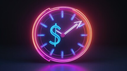 Obraz premium eon clock icon with a money symbol and double arrows, representing the powerful connection between time management and financial prosperity.