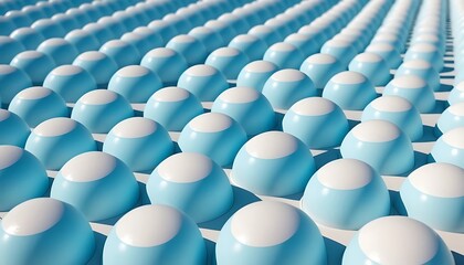 Endless array of pastel blue spheres with white semi-circle pattern