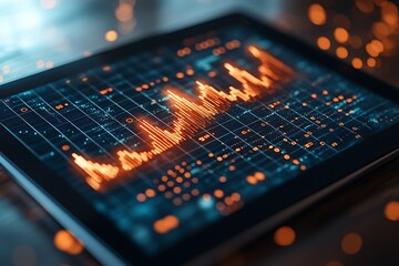 Financial Strategy Visualization Hand with Stylus Pointing to Digital Stock Market 