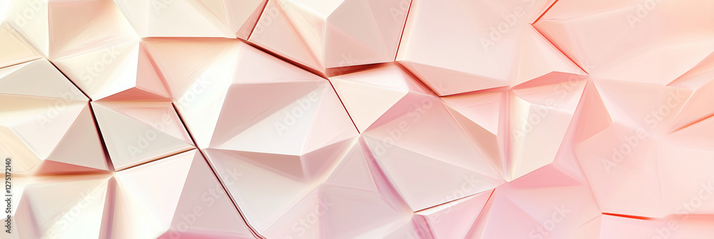 Poster pink background with white triangles. the triangles are of different sizes and are scattered through