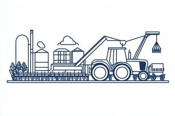Obraz premium 3D icon showing agricultural tools and machinery on a white canvas.