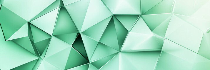 Fototapeta premium green background with triangles and squares. The background is a solid color and the shapes are white