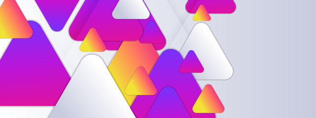 colorful gradient abstract geometric design with triangular shapes on white background. Suitable for presentation backgrounds, posters, web designs, and modern artwork.