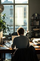 A founder sits alone in their office, reviewing their startup&rsquo;s financial reports after it fails