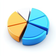 Obraz premium 3D glyph pie chart for data representation and analysis on white background.