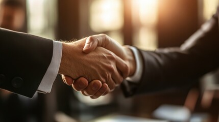 Two Business Professionals Engaging in a Firm Handshake Agreement