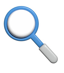 ぷっくりと立体的な虫眼鏡のイラスト