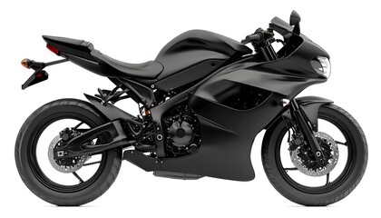 Sleek black sports motorcycle on a pristine white background
