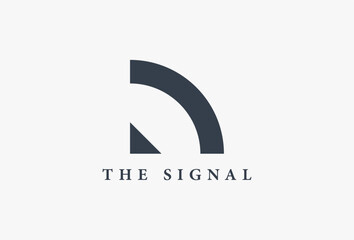 Fototapeta premium Minimalist wireless Signal Icon Logo Element. Wave and Antenna Symbol for connection, network, technology, internet access, communication, mobile, router, hotspot, phone Branding and Business Logotype