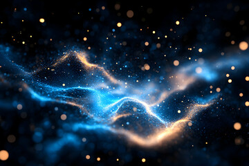 Obraz premium Abstract blue and orange energy waves