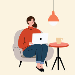 Freelance Woman Working Remotely