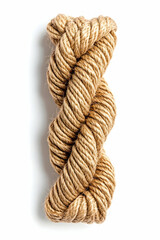 Beige yarn skein isolated on white background for crafting projects