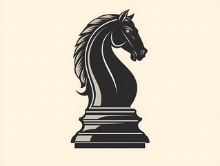 Black chess knight, strategy game