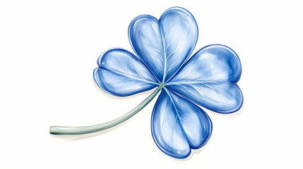 Naklejka premium Blue clover leaf illustration, isolated on white background, for design