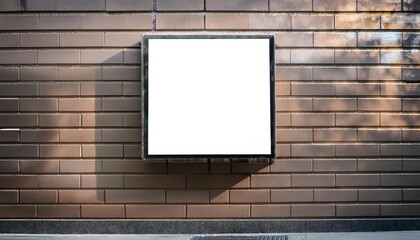 Vibrant Sign Shop Front Display Square Light Box Signage Glowing on Industrial Brick Wall at Twilight, Showcasing Modern Typography and EyeCatching Graphics