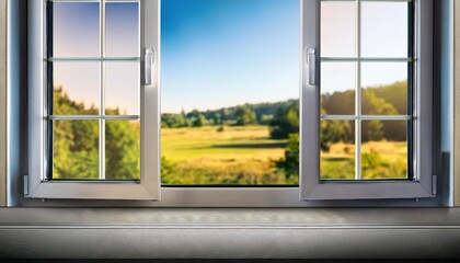 Silver Aluminium Window Frame Showcasing a Stylish Modern Scene with a Touch of Industrial Elegance, Perfect for Digital Art or Home Decor.