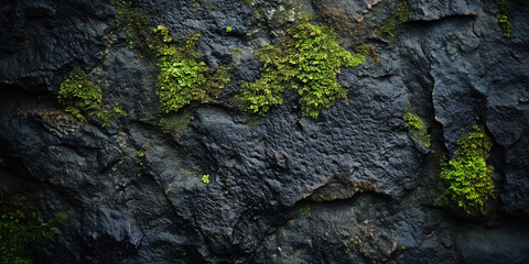 Obraz premium A close-up of a damp moss-covered wall