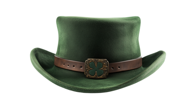 St. Patrick's Day, PNG, Green hat, isolated on white, created with Generative AI technology