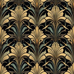 Elegant art nouveau seamless pattern. Abstract minimalist background. Geometric art deco texture.