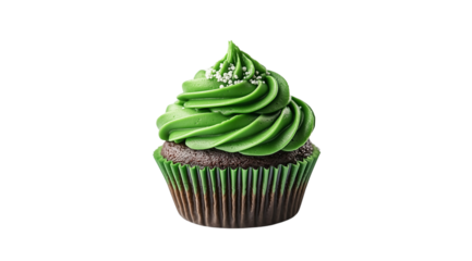 St. Patrick's Day, PNG, Holiday cupcake, isolated on white, created with Generative AI technology