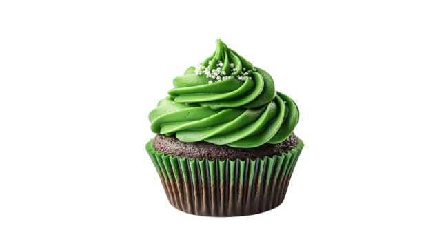 St. Patrick's Day, PNG, Holiday cupcake, isolated on white, created with Generative AI technology