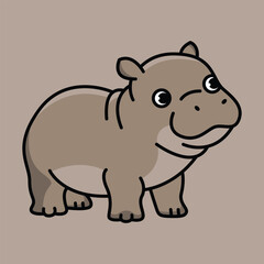 hippopotamus vector line art illustration